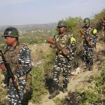 Jammu: Central Reserve Police Force (CRPF) soldiers patrol the Jammu and Kashmir National Highway ahead of the upcoming Amarnath Yatra, in Jammu, on June 23, 2019. (Photo: IANS)