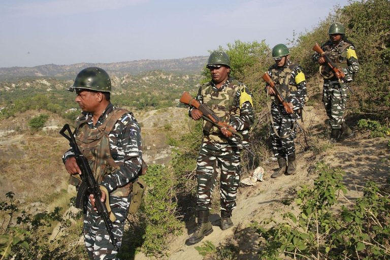 Jammu: Central Reserve Police Force (CRPF) soldiers patrol the Jammu and Kashmir National Highway ahead of the upcoming Amarnath Yatra, in Jammu, on June 23, 2019. (Photo: IANS)